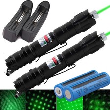 2Pack 532nm 2in1 Green Laser Pointer Pen Light Astronomy Beam Rechargeable Lazer