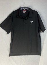 Tesla Motors Black Collared Short Sleeve Polo Shirt Logo Men's Size Large