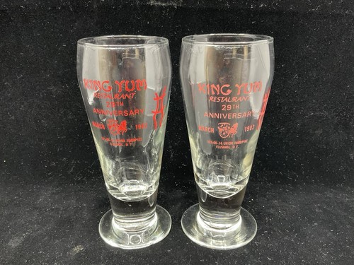 Vintage King Yum Chinese restaurant 29th anniversary glasses, New York