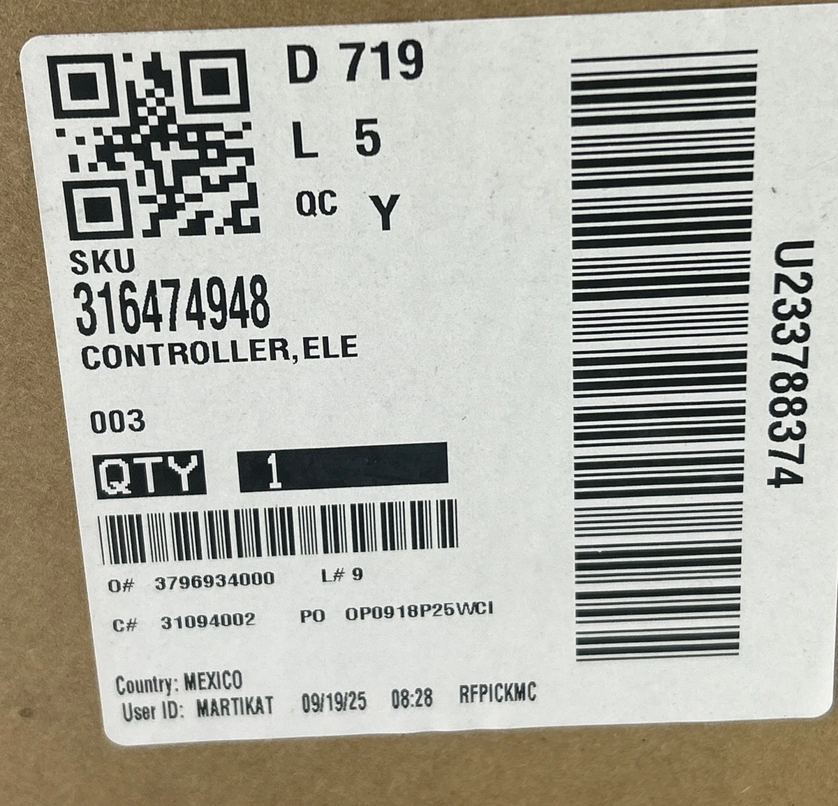 Electrolux 316474948 Range Oven Electronic Control Board OEM photo 4