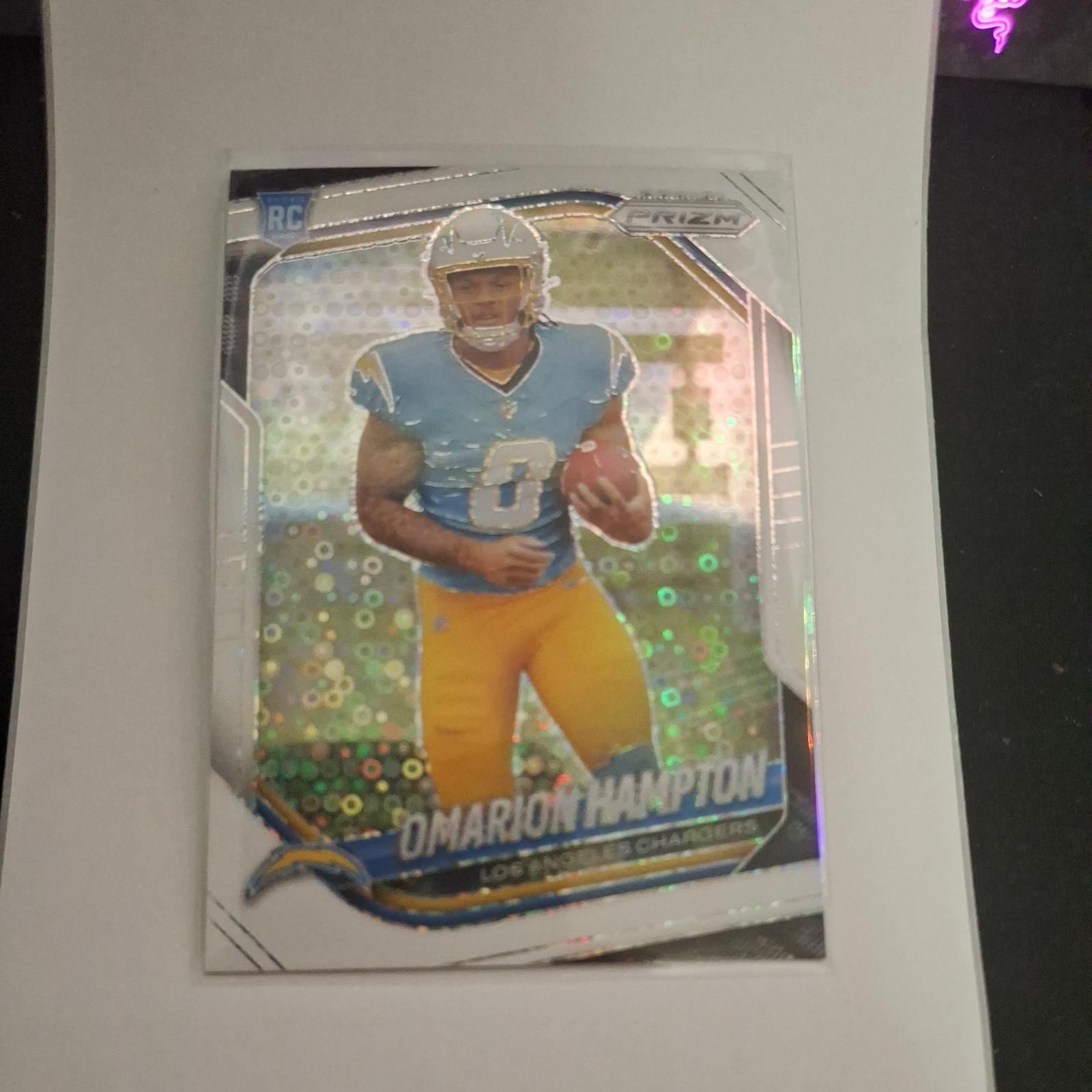 2025 Panini Prizm - White Disco Prizm Omarion Hampton #355 RC - Chargers