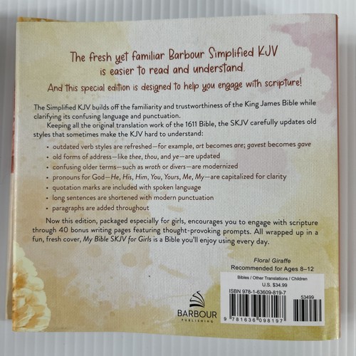 My BIBLE SKJV for Girls Barbour Floral Giraffe Coral HB 2023 NEW Red Letter Maps - Picture 15 of 15