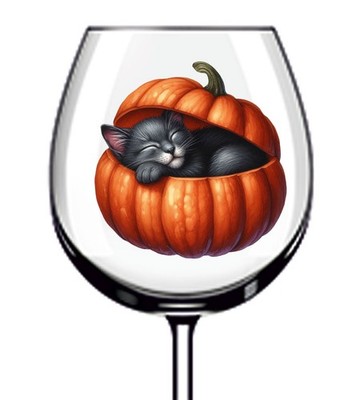 12x Halloween Kürbis Katze Vinyl Aufkleber Abziehbild Becher Weinglas Flasche Tasse Becher