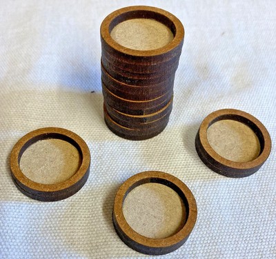 10x 20mm Runde 1x1 Uhrwerkstablett. Infanteriebasis. Tischplatte Wargaming Skirmish