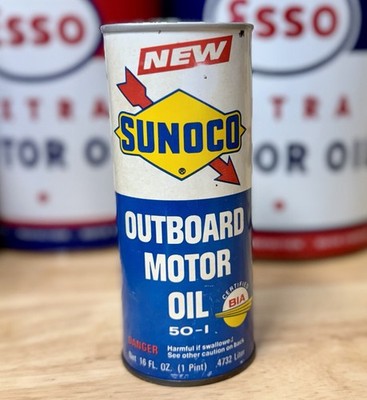 Rare Vintage NOS Sunoco Outboard Motor Oil Can 16oz FULL