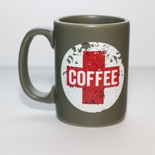 Black Rifle Coffee Company Coffee Medic Mug Olive Green Distressed Logo