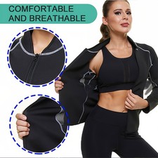 Sauna Jacket for Women Slimming Sweat Sauna Suit Shirt Long Sleeve Workout Tops