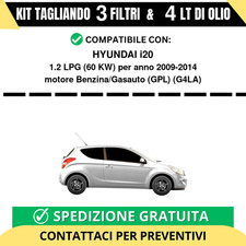 Tagliando per HYUNDAI i20 1.2 LPG 60 kw Benzina/Gasauto (GPL) 2009-2014 - 4 L...