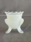 Vintage Fenton White Opalescent Glass Daisy Toothpick Votive Holder 3 Footed