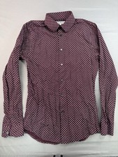Express Extra Slim Fit Button Down Shirt Men's Size Small 14-14.5 Floral Maroon