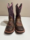 Dan Post Girl’s Majesty Leather Square Toe Boots DPC2947 Size 1 D Brown Pink — photo 3