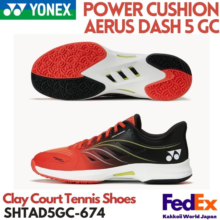 YONEX Tennis shoes POWER CUSHION AERUS DASH 5 GC Flame Red / Black