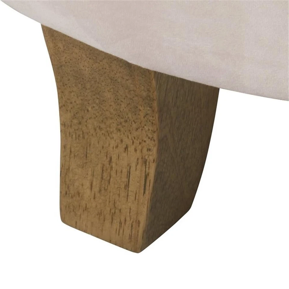 Pemberly Row Round Transitional Wood and Velvet Storage Ottoman in Pink - Image 4 of 4