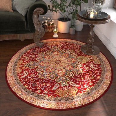 Round Area Rug Soft Indoor Bohemian Mandala Machine Washable Non Slip