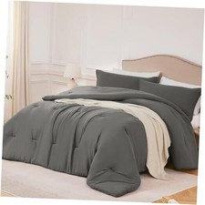 California King Comforter Set Grey,3PCS Soft Cal King 104"x96" 08grey