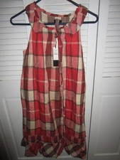 NWT $129 TALBOTS PETITES SLEEVELESS BELTED 100% COTTON LINED DRESS RED PLAID 2P