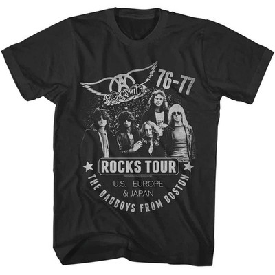 Aerosmith - 76 77 Rocks Tour - Offiziell Lizenziert - Solides Grau Vorne Druck