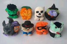 Vintage Puffkins Plush Lot of 8 New Halloween Pumpkin Skull Bat Witch Trick