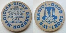 Ricky Brandon Magician wooden nickel Guam US Territory Magic Rabbit In Hat