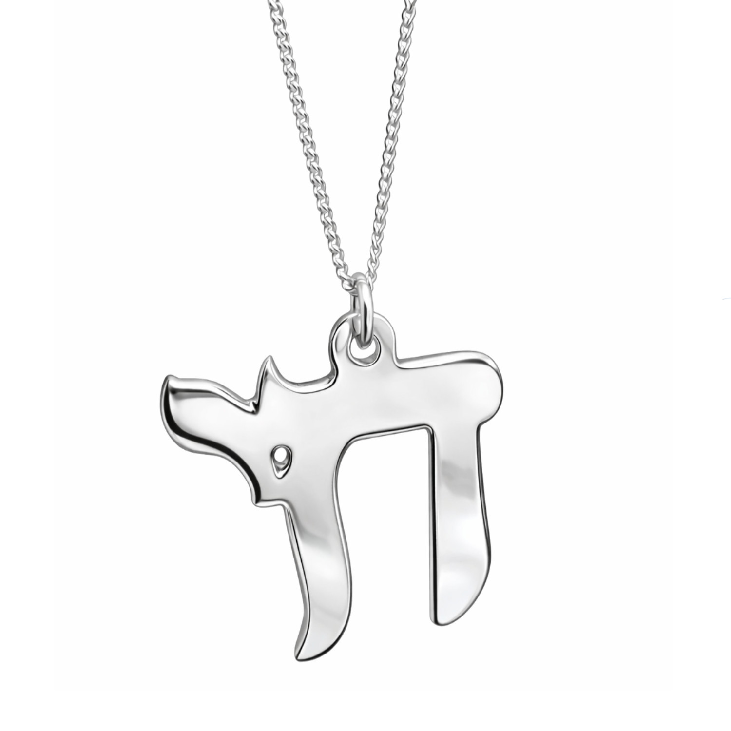 Collar Hebreo Colgante Símbolo Chai Cabalá Plata de Ley 925 Cadena 24" En Caja