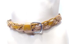 Unbranded Tan Leather Weaved Belt with Silver Buckle