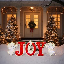 Christmas Joy Nativity Scene Yard Sign with LED