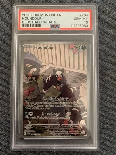 Pokémon TCG Houndour 204/197 Sv03: Obsidian Flames Psa 10