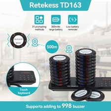 Retekess TD163 Restaurant Pager system with 20 Coaster Pagers For Eatery Brewery