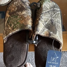 GEORGE MEN'S SIZE 13-14 PADDED FOOTPAD CAMO SLIP-ON SLIPPERS! NEW WITH TAGS