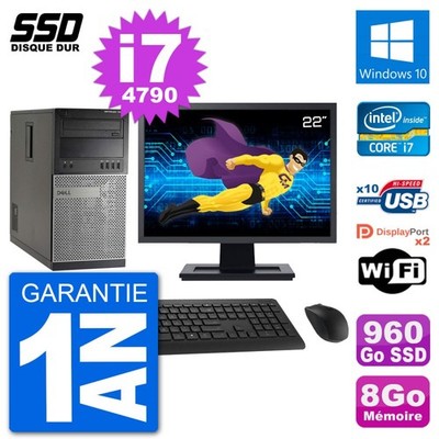 PC tour Dell 7020 Bildschirm 22 '' Intel Core i7-4790 RAM 8Go SSD 960Go Windows