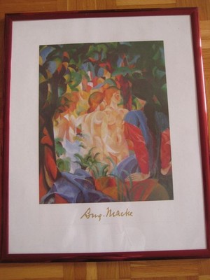 August Macke BADENDE MÄDCHEN (1913) - Kunstdruck Poster gerahmt 53 x 42,5