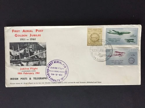 INDIA 1961 50th ANNY 1st AERIAL POST SET ON FDC COVER + SPECIAL POSTMARKS
