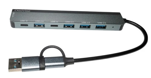 7-in-1 USB-Hub, USB 3.0, USB-C, 5 Gbps, Aluminiumgehäuse, neu
