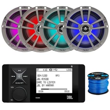 JBL Bluetooth Marine Digital Media Receiver, 4x 6.5" 225W Speaker, Speaker Wire