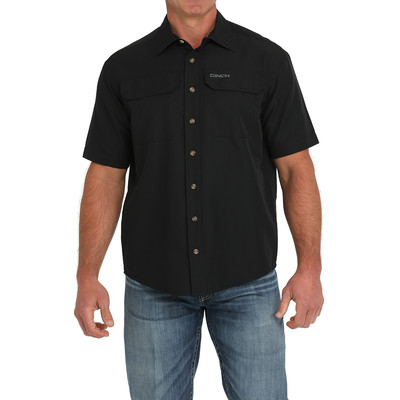 Cinch Men's Solid Black Short Sleeve Arenaflex Shirt MTW1723002