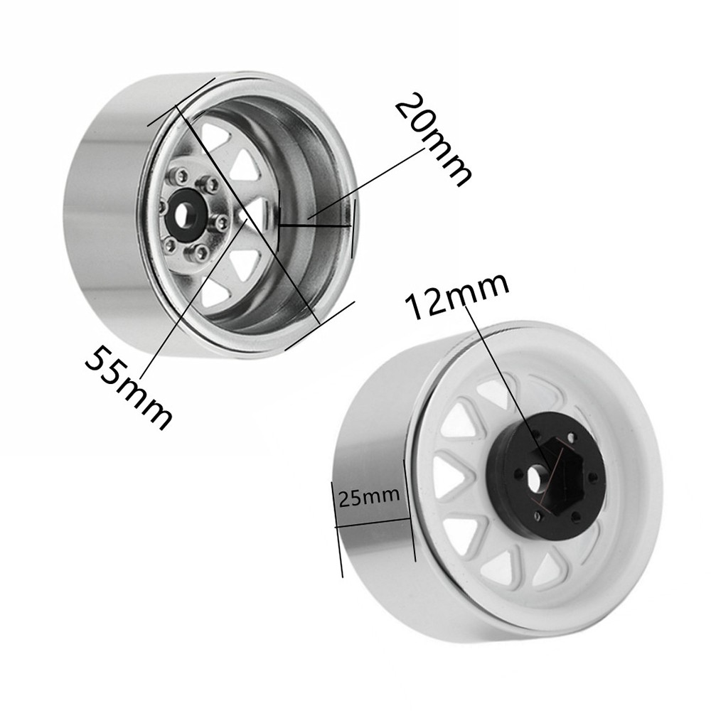 Aluminum Alloy Wheel Rim Beadlock 2.2in Wheel Rims Hub 4pcs Replacement For TRAX