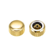 2Pcs 4.5mm Watch Crown Parts SUS304 Flat Short Stem 2.5mm ID Gold Tone