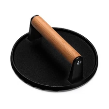 EWFEN Burger Press, 7" Round Heavy-Duty Cast Iron Smash Bacon Press Meat Stea...