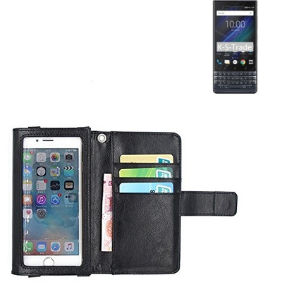 Wallet Case Schutz Hülle für BlackBerry Key2 LE schwarz Display Schutz Folie