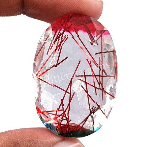 96.40 CT Bi Color Rutilated Quartz IGL Transparent Oval Cut Gemstone NA - Picture 4 of 8
