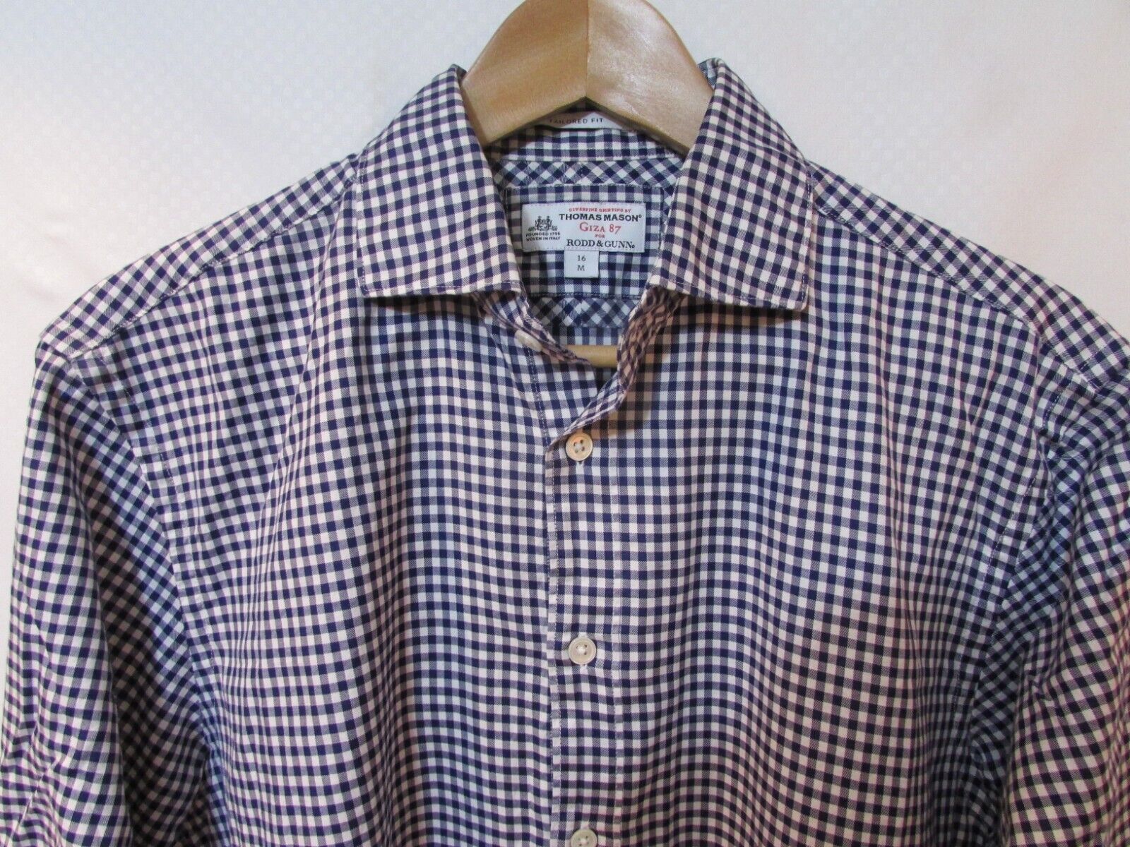 RODD & GUNN Italy Men's 16 M Tailored Fit Blue Gingham