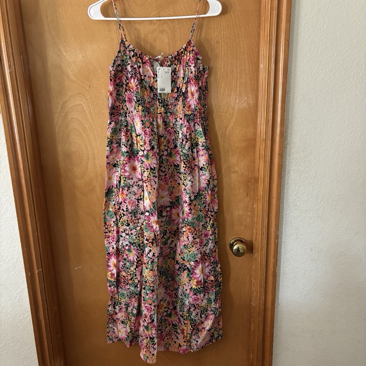 strapless open back dress Two summer dresses. H&M short sleeve green, pink, purple, orange flora –  Cloud & Bunny