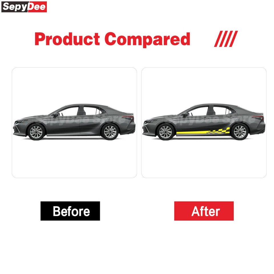 Наклейка стикер боковая полоса графическая на кузов автомобиля для Toyota Camry - Изображение 3 из 4