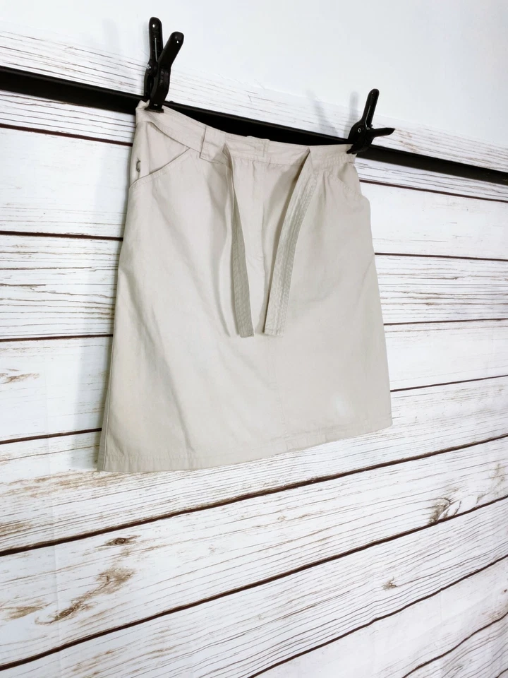 Relativity миниатюрный женщин подпоясанный юбка размер 14P бежевый четыре кармана 100% хлопок  - Изображение 3 из 4