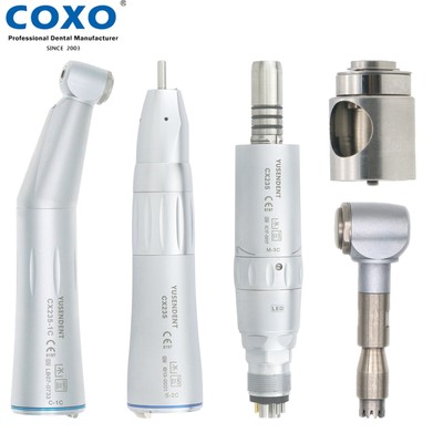 COXO Dental Low Speed Handpiece Fiber Optic Contra Angle Straight Air Motor 6Pin