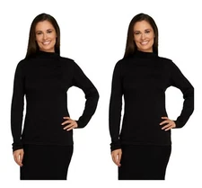 JOAN RIVERS BLACK TURTLENECK WITH SIDE BUTTONS SWEATER PULLOVER TOP  Sz M NEW 