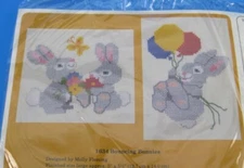 Creative Circle Bouncing Bunnies 1634 Waste Canvas Counted Cross Stitch Kit 1984