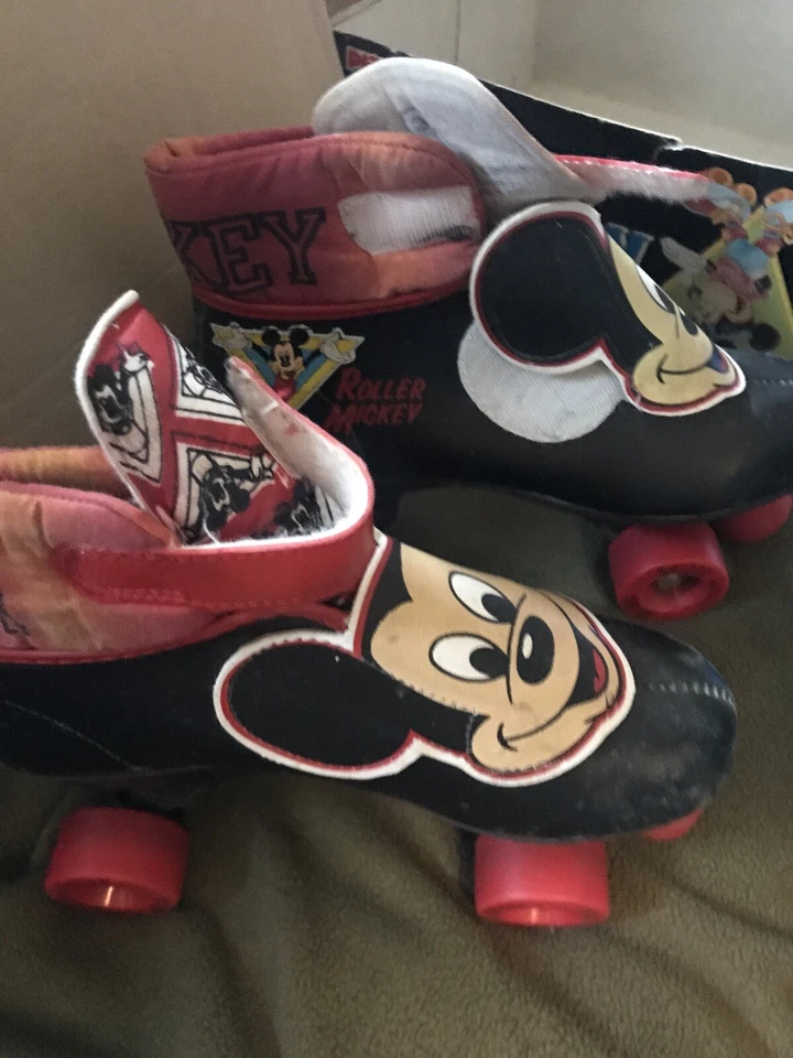 Patines Juveniles 3 Disney Mickey Minnie Mouse De Colección Gratis Antiguo CON CAJA Foto 4 de 4