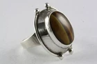 Designer Tiger Eye Stone Ring Ladies Silver Ring 925 Real Silver/108
