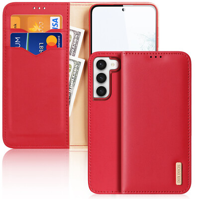 DUX DUCIS Echt Leder Flip RFID Wallet Case für Samsung Galaxy S23+ (Plus) Rot
